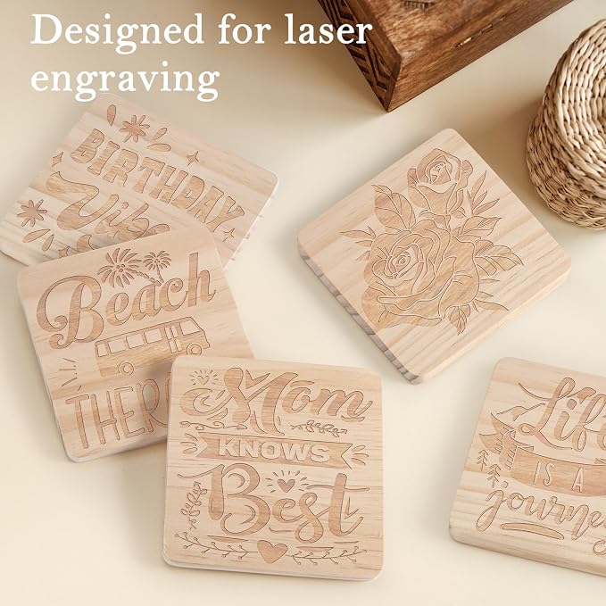 60 PCS Unfinished Wood Coasters, Solid Wooden Blanks - Image 5