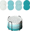 Drink Coasters Set of 8 with Holder, Cotton Woven | Absorbent cotton woven by Unknown