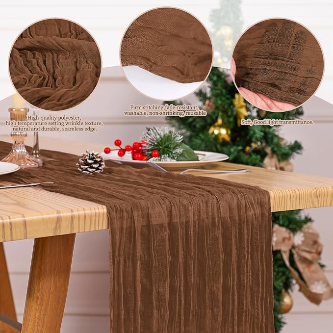8 Pack Brown Table Runner 17 x 108inch Cheesecloth Table Runner Boho Gauze - Image 5