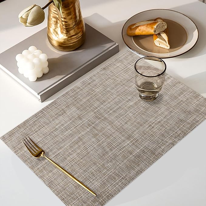 Vinyl Placemats Set of 4, PVC Woven Washable Non-Slip Table Mats, Heat - Image 5