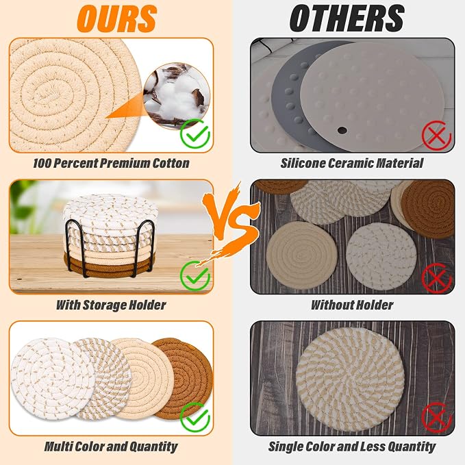 Drink Coasters Set of 8, 4 Colors Absorbent Coasters - Image 3