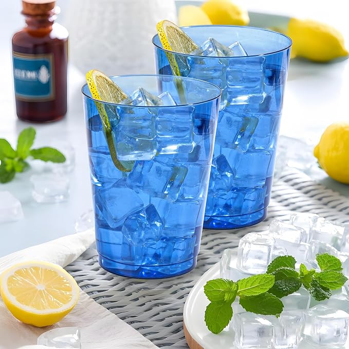 DaYammi 100 Pack Clear Blue Plastic Cups 10 Oz - Image 5
