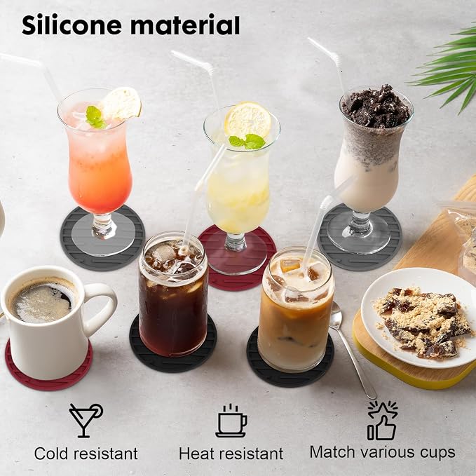 Silicone Coasters for Drinks Coaster Set of 6 pcs Cup Coasters - Image 3