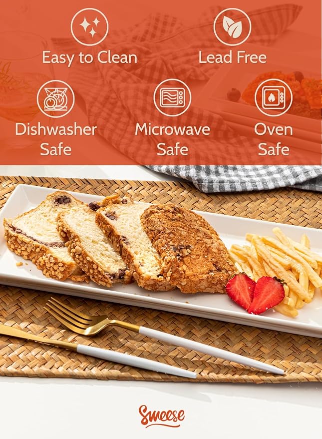Sweese Rectangular Porcelain Platters, Serving Trays - Image 3