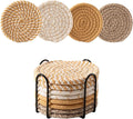 Drink Coasters Set of 8 with Holder, Cotton Woven | Absorbent cotton woven by Unknown