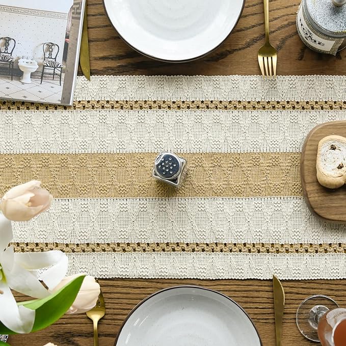 Artoid Mode Burlap Brown Rustic Woven Table Runner 12x120 Inch | Holiday - Image 3