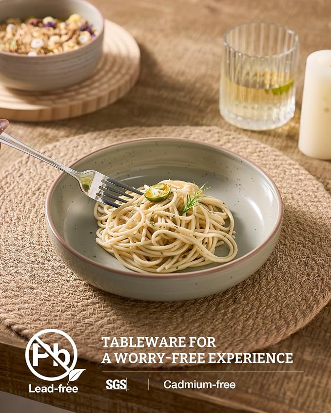famiware Milkyway 33 oz Pasta Bowls Set of 4, Matcha Green | Double Reactive - Image 3