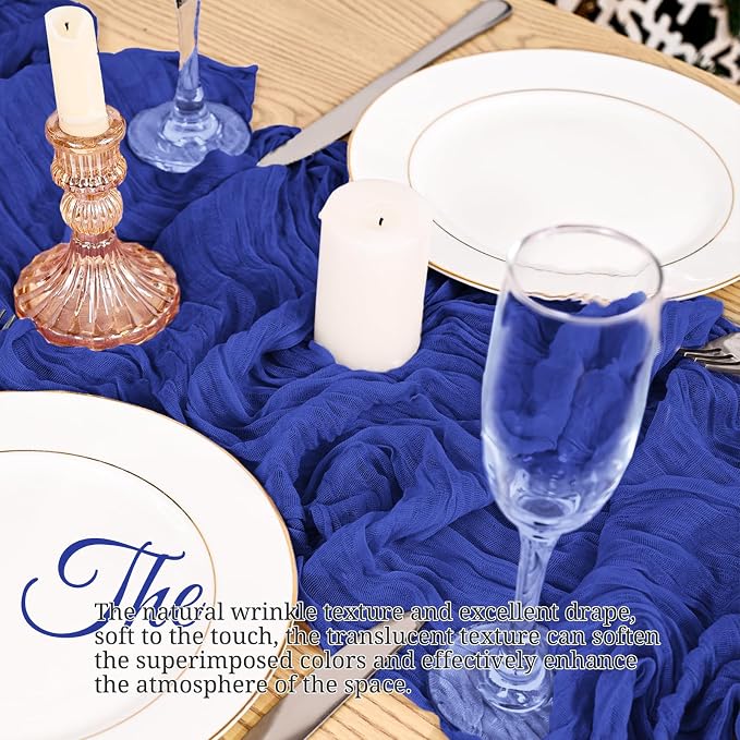 8 Pack Royal Blue Table Runners 17 x 108inch Cheesecloth Table Runner Boho - Image 4