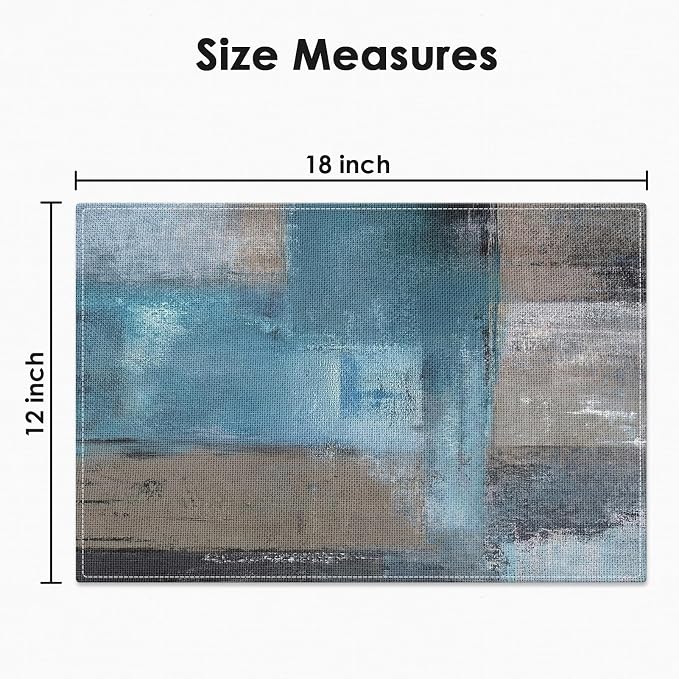Emvency Farmhouse Placemats Set of 6, 12x18 Inch, Coastal Teal Blue | Farmhouse - Image 3