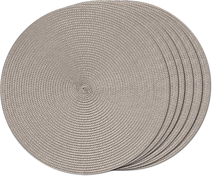 FunWheat Round Braided Placemats Set of 6 Table Mats by FunWheat
