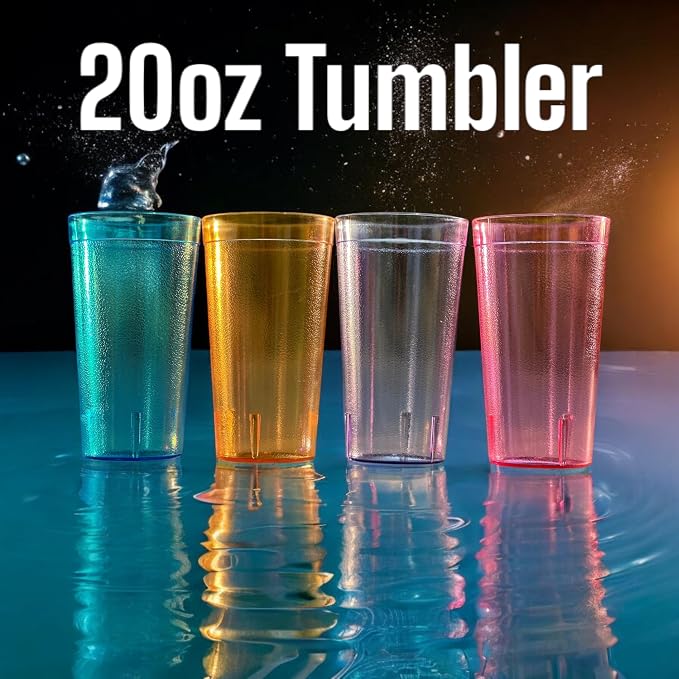 Oojami Set of 8 Plastic Tumblers, 20-Ounce Reusable Cups, BPA-Free & - Image 6