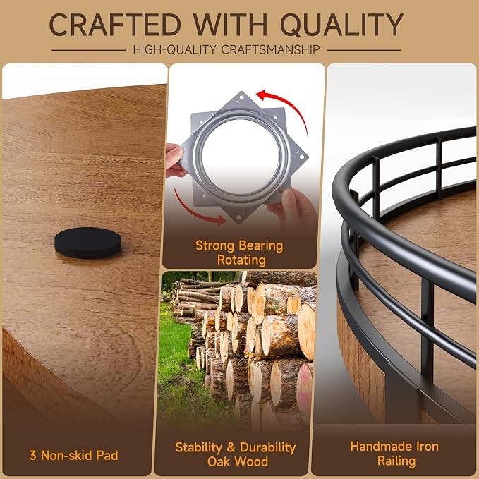 AMH 21-Inch Walnut-Finish Wooden Lazy Susan Organizer - Image 6