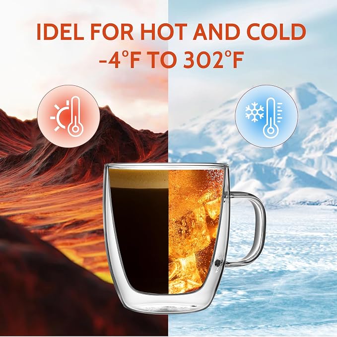 Sweese 12.5oz Borosilicate Glass Coffee Mugs Set of 4 - Image 3