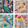 Thirstystone Floral Birds 4 Pack Assorted Tumbled Tile Stone Coasters | 4" by CounterArt