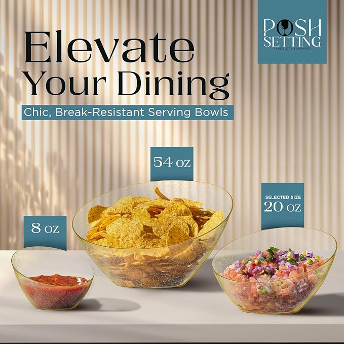 5 Pack Gold Angled Plastic Serving Bowl Disposable - Image 3