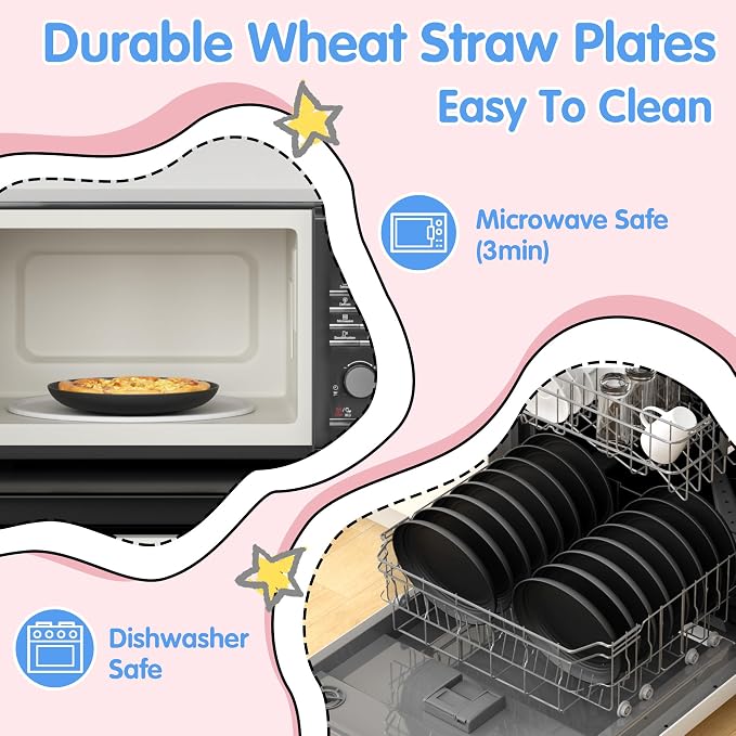 Quatish 10 PCS Unbreakable Reusable Plastic Plates, 8 inch Dishwasher & - Image 4