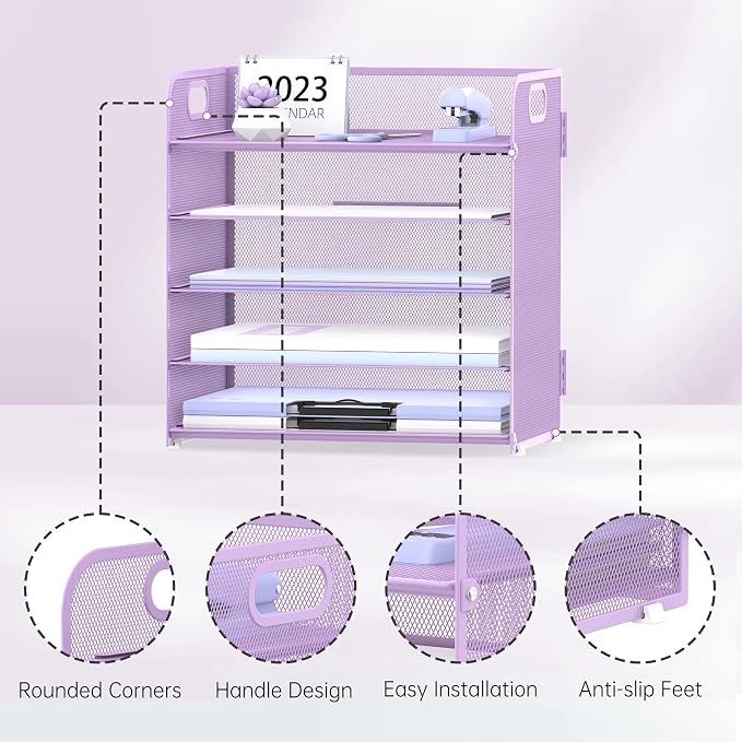 5 Trays Paper Organizer Letter Tray - Image 3