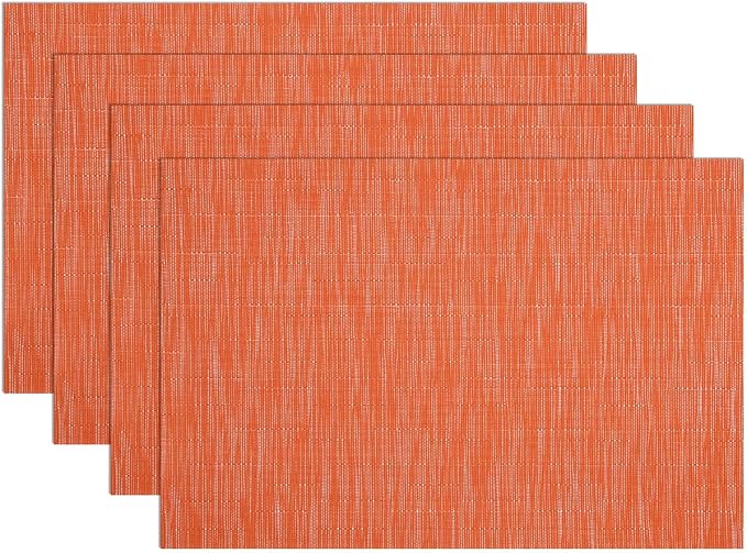 SHACOS Orange Placemats Set of 6 Woven Vinyl Place Mats - Image 5