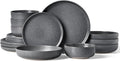 Famiware Milkyway 16-Piece Stoneware Plates and Bowls, Matte Dark Charcoal | by Famiware