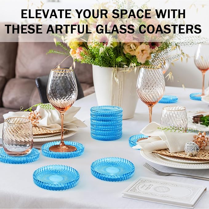Modern Clear Glass Coasters Set of 8, Cute Coasters Table Mats - Image 5