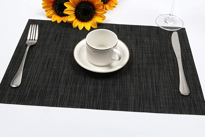 SHACOS Placemats Set of 6 Woven Vinyl Place Mats - Image 5