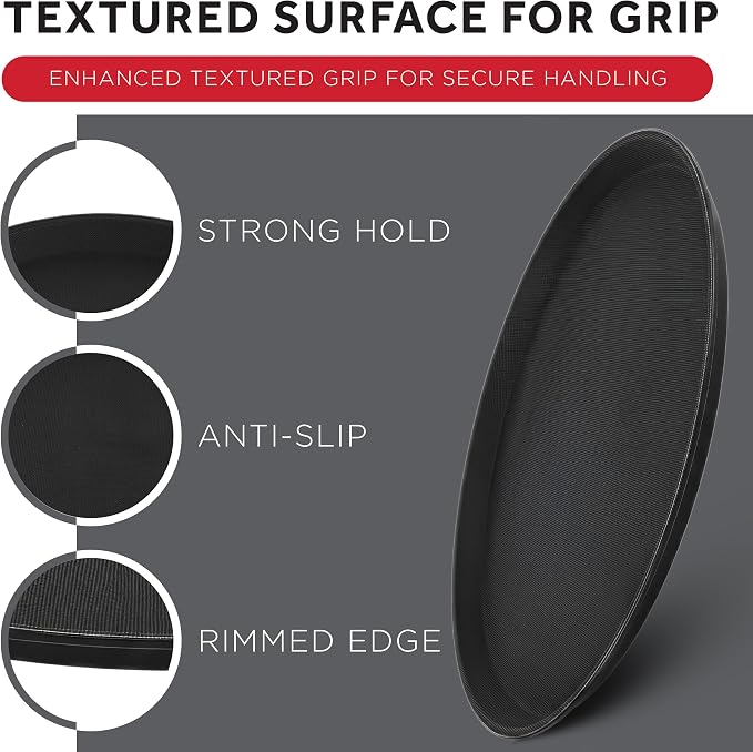 Winco 14" Black Premium Round Fiberglass Glass Tray | Restaurant service - Image 5