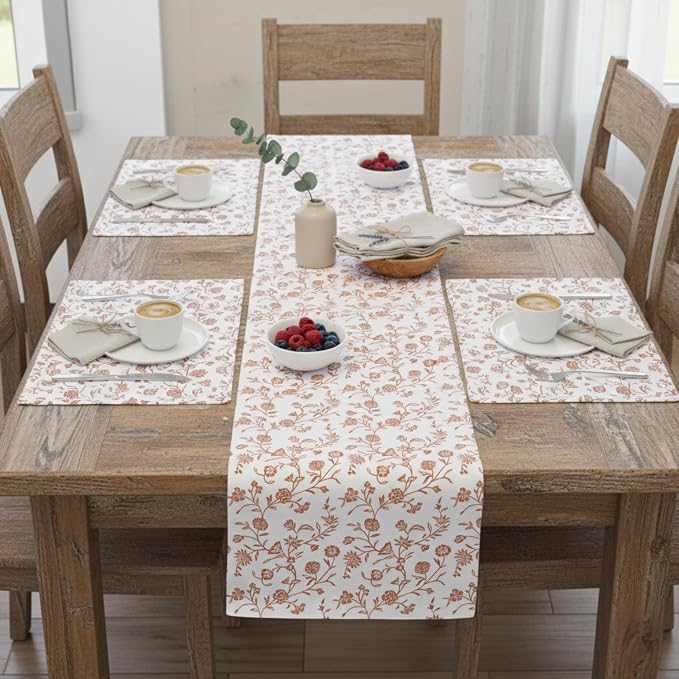 Floral Table Runner 72 Inches Long Vintage Flowers Botanical Design Vintage - Image 6