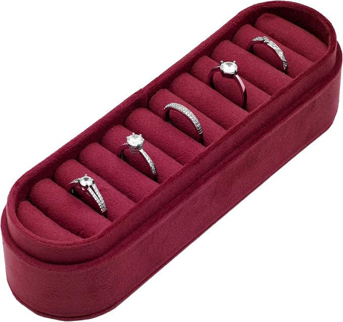 Velvet Small Multiple Ring Box Portable Organizer Display Storage | Travel Case - Image 2