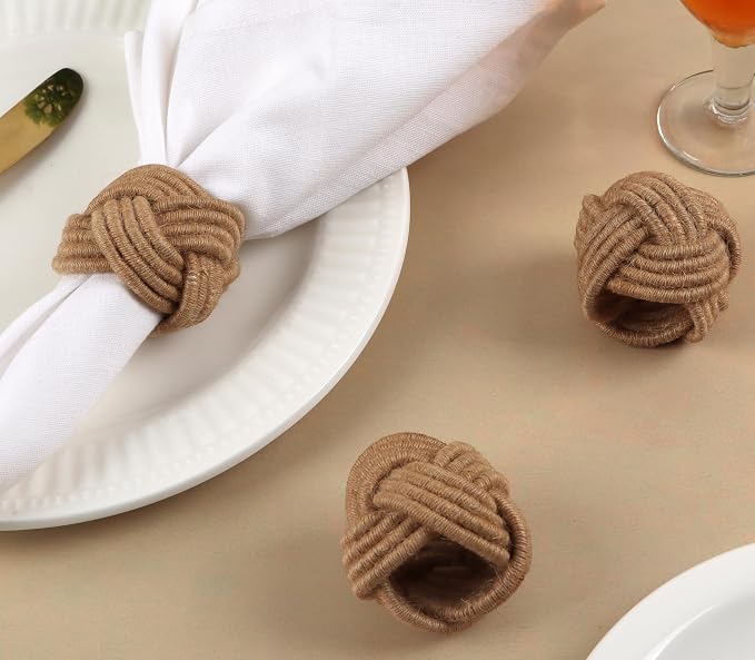 ALPHA Living HOME Rustic Jute Napkin Rings Set of 12 - Image 2
