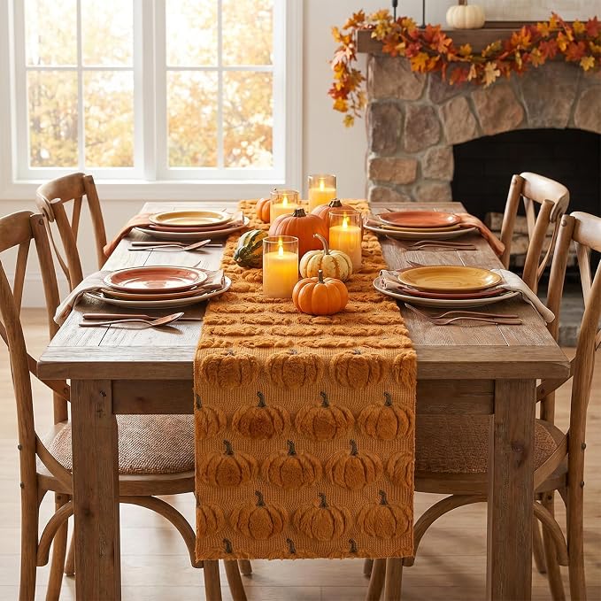 Artoid Mode Caramel Soft Faux Fur Fall Table Runner 13x72 Inch | Seasonal - Image 2