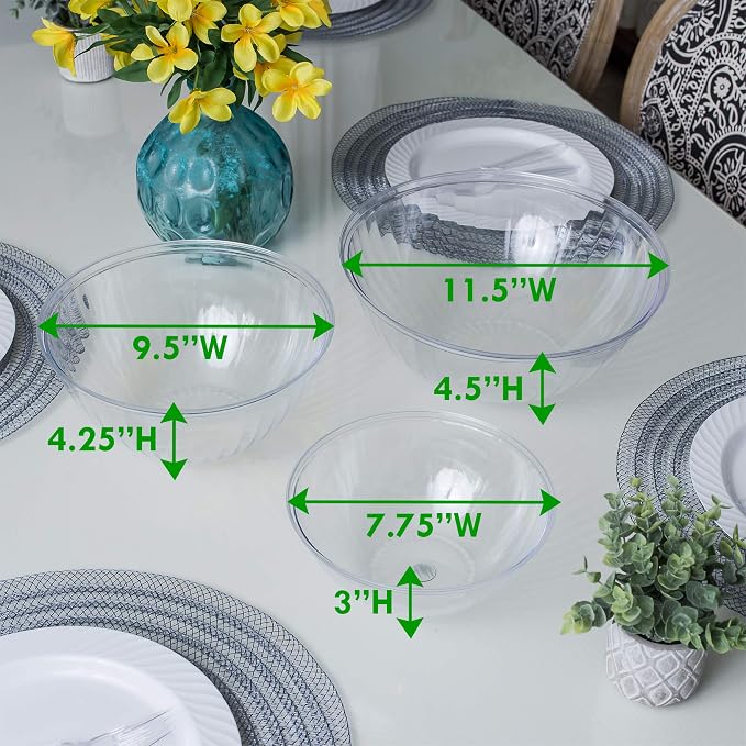 Reusable 48 Ounce Round Crystal Clear Plastic Pack of 8 Sets - Image 8