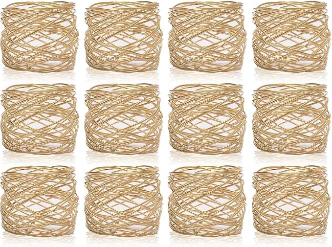 Napkin Rings Set of 12 Metal Gold Round Napkin Rings Buckles by Shafa+impex