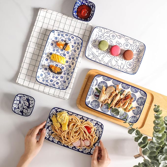 Selamica Ceramic Rectangular Salad Plates Set, Dinner Plate 9.4 Inch Dessert - Image 6