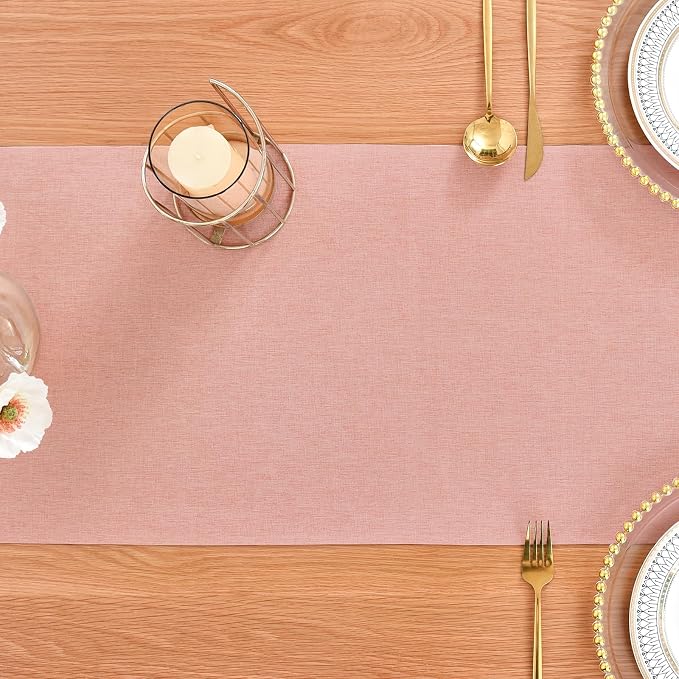 Faux Linen Table Runner Water Resistant 13 x 72 in, Coffee Table Runner - Image 7