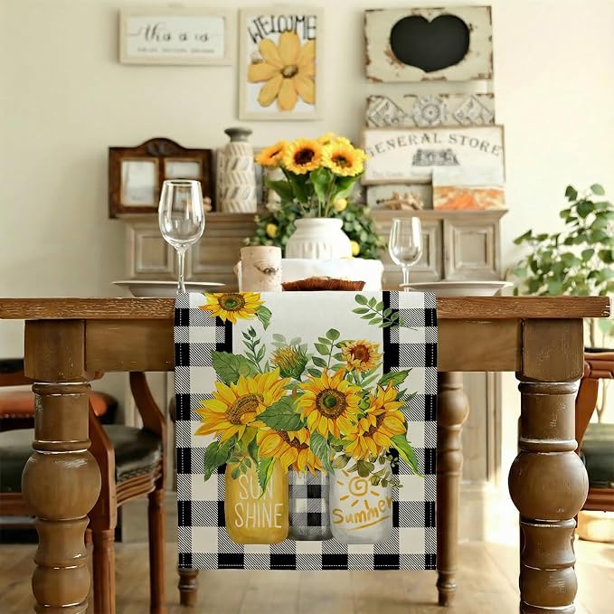 Sunflower Summer Table Runner 13x90 Inch, Kitchen Dining Table Decoration - Image 2