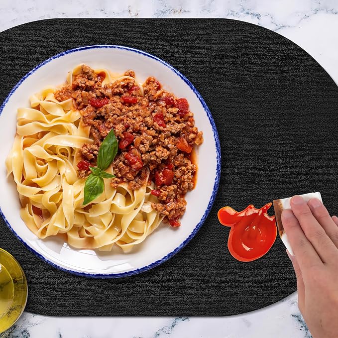 Placemats for Dining Table Set of 8 Non-Slip, Heat Resistant Oval Leather - Image 4