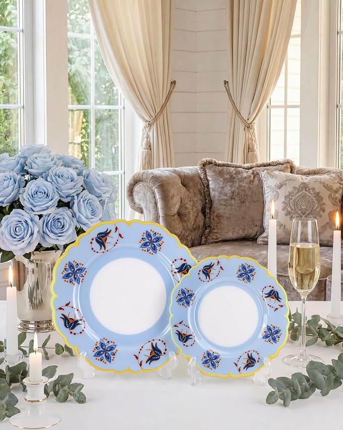 Morejoy 60Pcs Floral Plastic Disposable Plates Set - Image 7