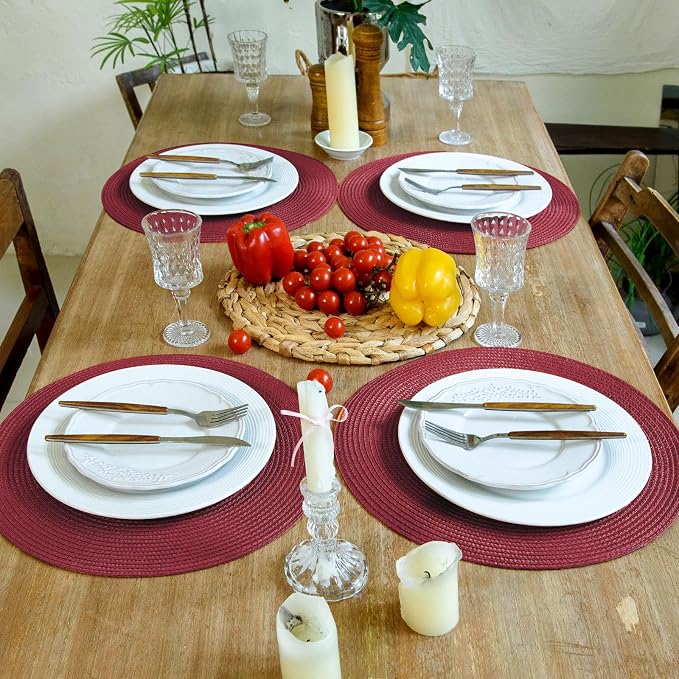 FunWheat Round Braided Placemats Set of 4 Table Mats - Image 6