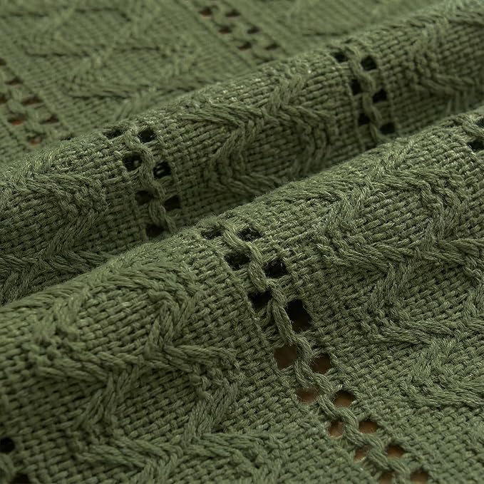 Artoid Mode Army Green Woven Farmhouse Hollow Table Runner 12x72 Inch | Holiday - Image 7