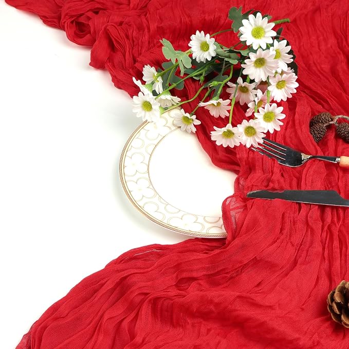 12 Pack Red Cheesecloth Table Runner 17 x 108 Inch | Boho Gauze Cheese Cloth - Image 7