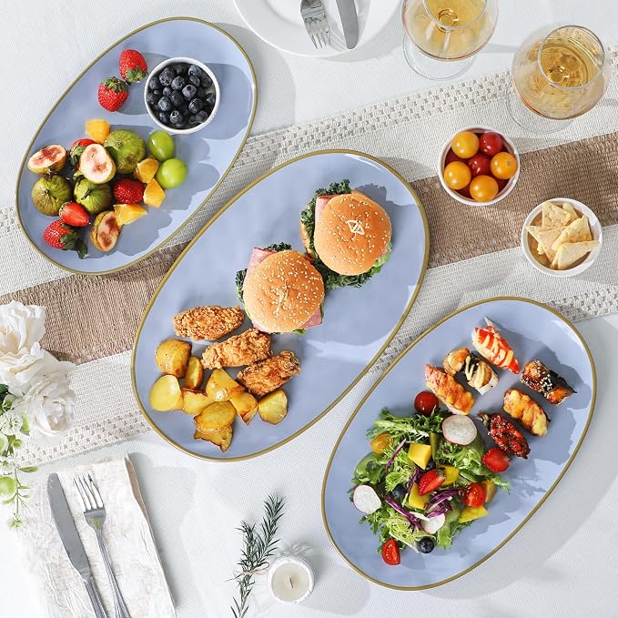 Ceramic Oval Serving Platter: 15.6/14.3/12.9 Inch Large Serving Dishes - Image 5