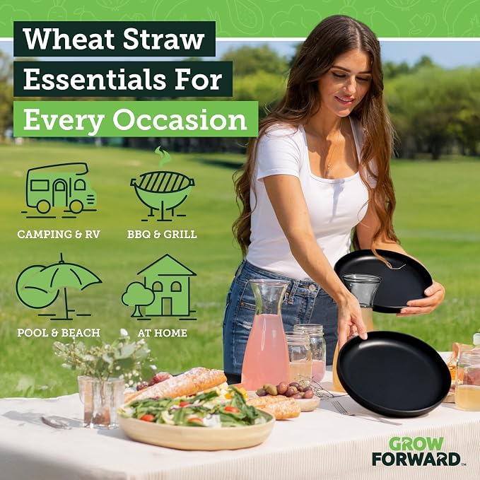 Grow Forward Premium Wheat Straw Plates and Bowls Sets - Image 2