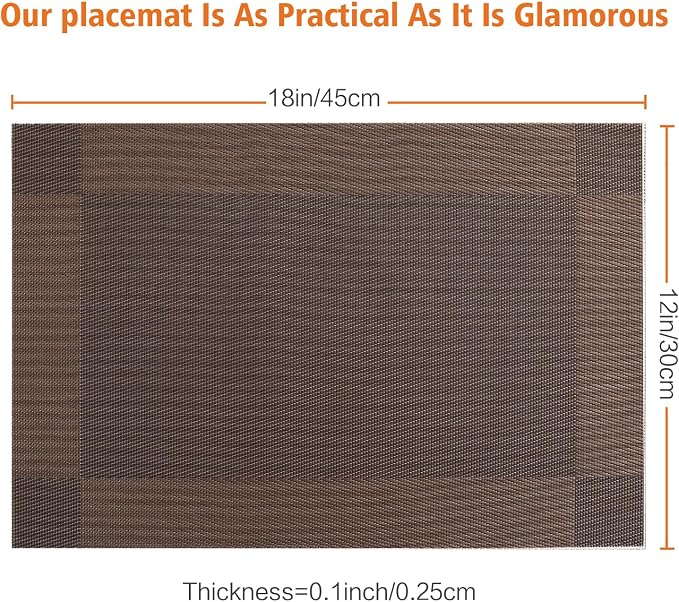 Placemats Set of 6, Vinyl PVC Heat Resistant Washable Placemats Set, Non Slip - Image 3