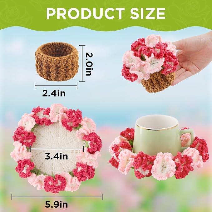 Crochet Flower Coasters, Handmade Bouquet Coasters - Image 2