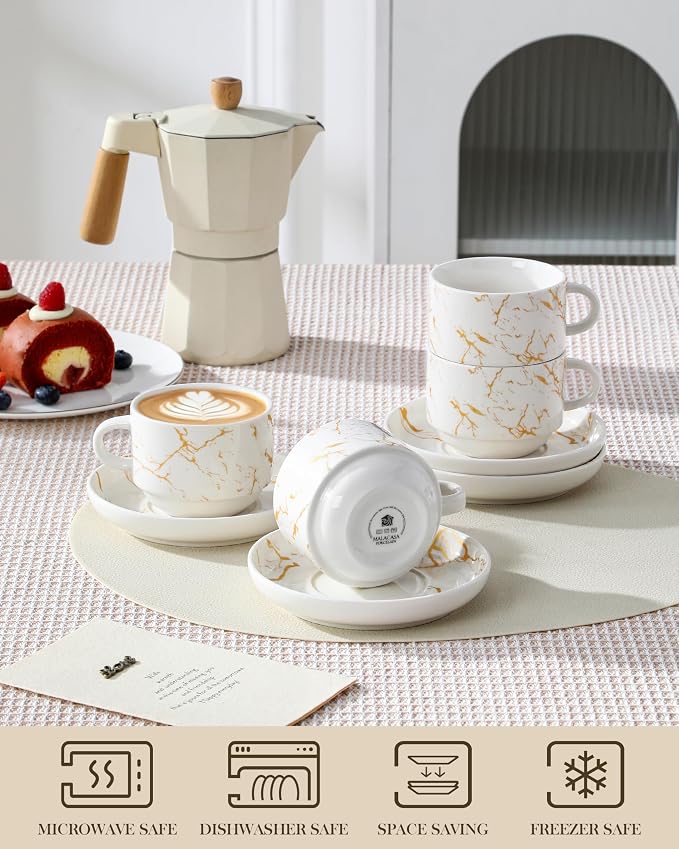 MALACASA 8 OZ Porcelain Espresso Cups - Image 4