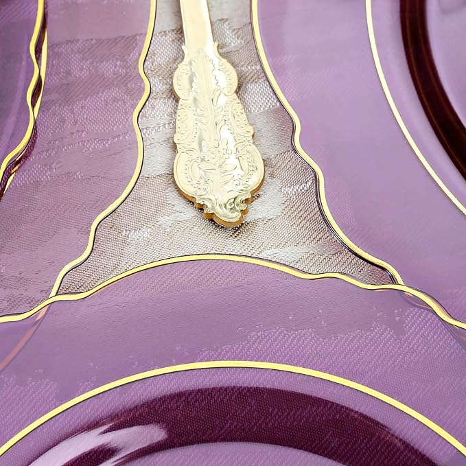 KIRE 210Pcs Purple Plastic Plates - Image 4