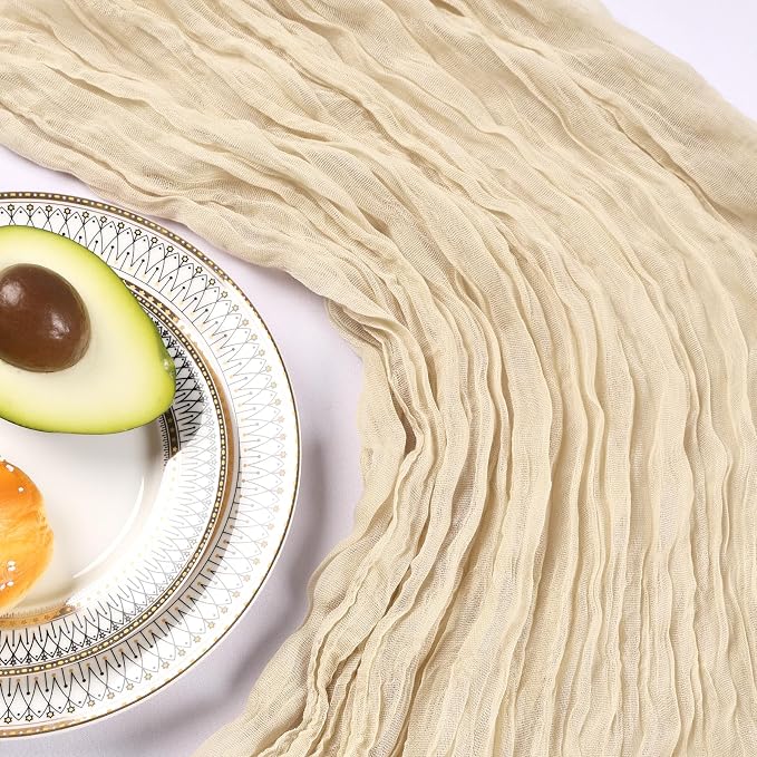 12 Pack 10Ft Beige Cheesecloth Table Runner 23 x 120 Inch | Gauze Rustic Boho - Image 5