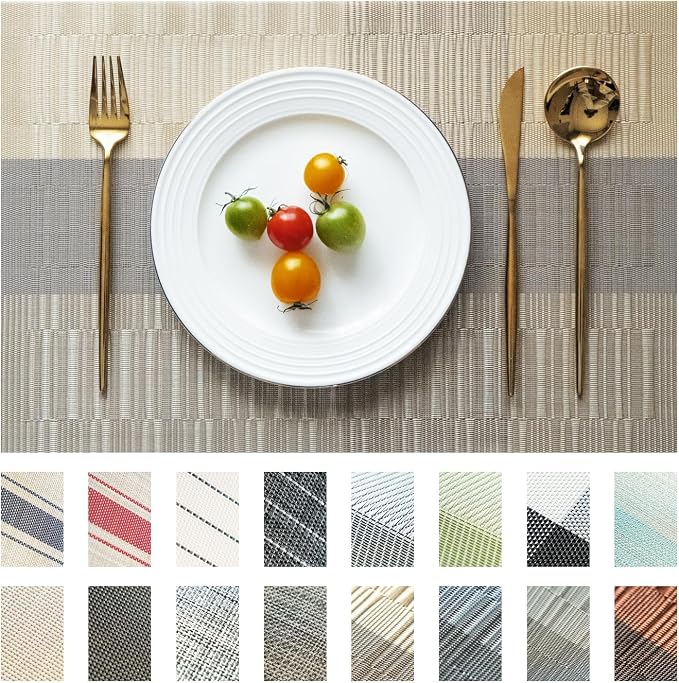 Placemats Set of 6 Vinyl/Plastic Woven Place Mats by Unknown
