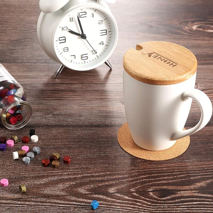 Hotop 60 Pieces 4 x 4 Self Adhesive Cork Coasters Round Circle Cork Mats | Non - Image 6
