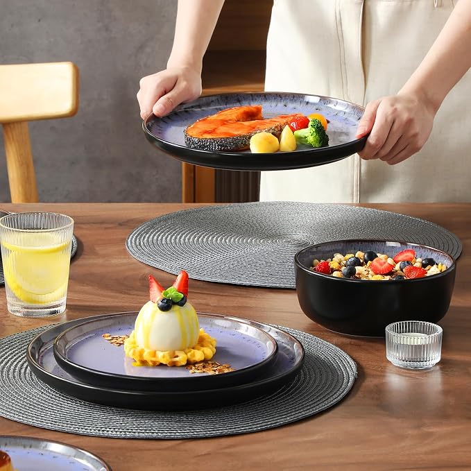 vancasso Plates and Bowls Sets, 18 Pieces Stoneware Dinnerware Sets - Image 8